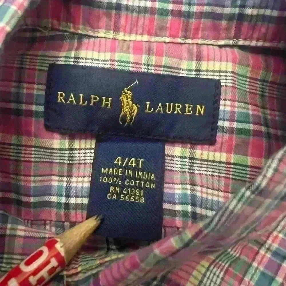 RALPH LAUREN pink striped button OXFORD preppy dress shirt 4/4T Blue Fall